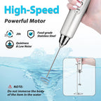 Milk Frother with Stand Rechargeable-Handheld Frother Wand with 3 Stainless Whisks 3 Speed Adjustable, Electric Whisk Drink Mixer, Foam Maker Blender for Matcha Latte Cappuccino Chocolate