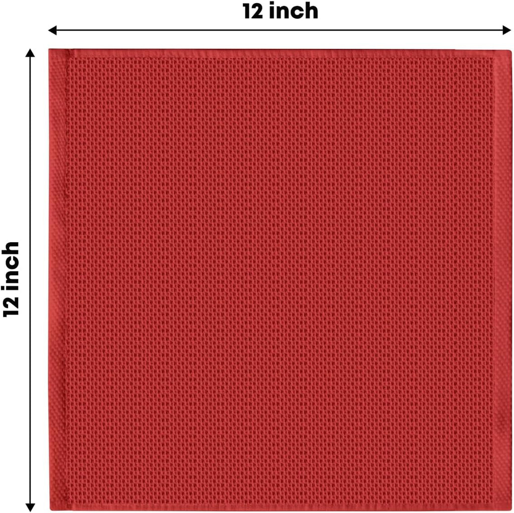 Artoid Mode 100% Cotton Dark Red Waffle Weave Kitchen Dish Cloths, 12x12 Inch Ultra Soft Absorbent Quick Drying Kitchen Dish Towels Set of 6