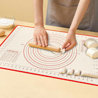 Silicone Baking Mat With Measurement Function Set of 3 Use Food Grade Silicone Ldeal for Dough Rolling Pie Crust Bread Making and Making Cookies (23.6×15.7,19.6×15.7, 15.7×11.8inch, Red)