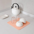 Silicone Dish Drying Mat for Multiple Usage,Easy clean,Eco-friendly,Heat-resistant Silicone Mat for Kitchen Counter or Sink,Refrigerator or Drawer liner Pink M 12 inches x 12 inches