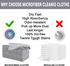 Microfiber Cloth Roll 75 Pack, 180GSM, Tear Away Microfiber Towels 12x12 Inch, Reusable Cleaning Rags for Car Detailing, Kitchen, Dishes, House Cleaning, Windows, Glass, Garage, Shop (Grey)