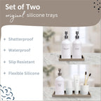 Countertop and Vanity Tray - 2 PC (11” and 7”) Shatterproof Silicone Kitchen and Bathroom Trays for Counter, Kitchen Soap Dispenser Tray, Vanity Trays for Bathroom, Perfume Key Tray
