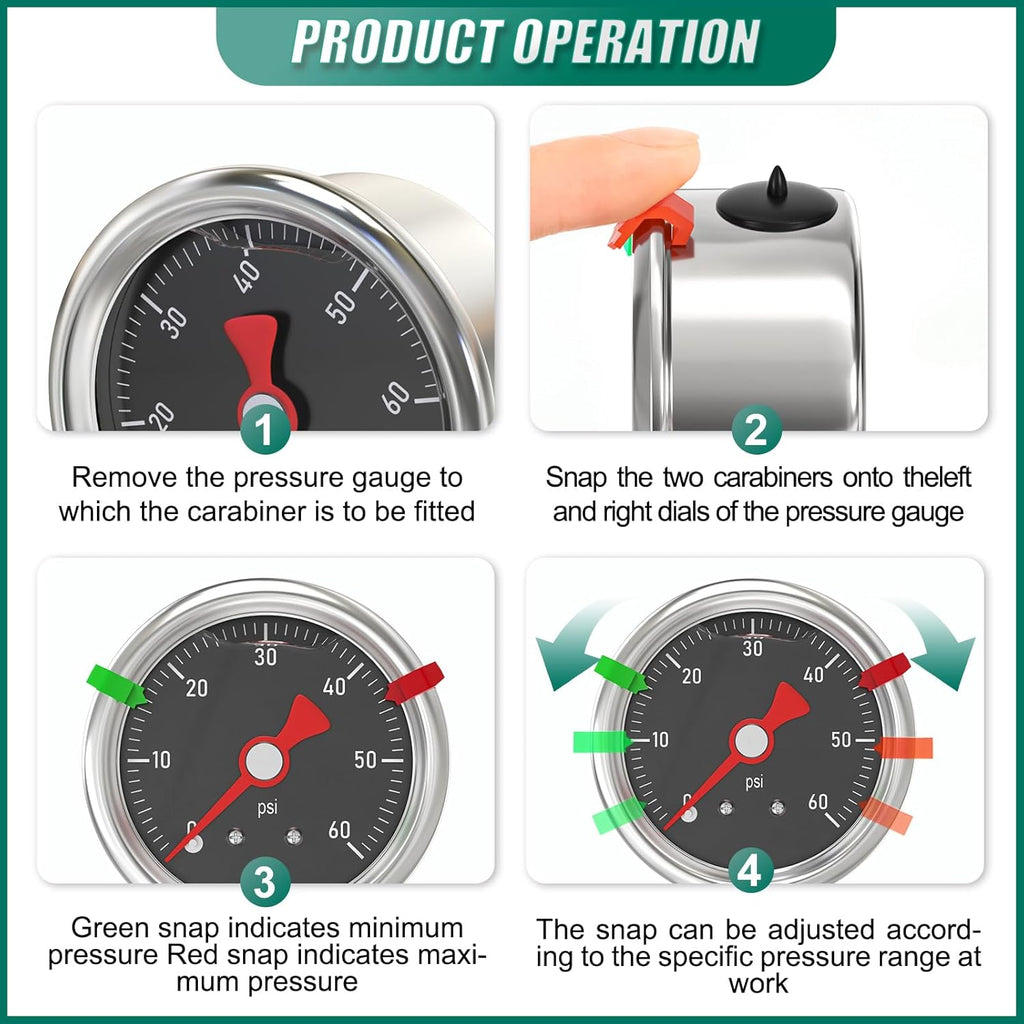 0-60PSI Stainless Steel Glycerin Filled Pressure Gauge 1.5" Black Dial Size, 1/8" NPT Back Mount, for Tube, Water Pump, Gas, Liquid, Pressure Test (with Range Mark Pointer)