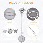Tea Infusers for Loose Tea 3 Sets Tea Infuser Loose Leaf Tea Steeper Tea Stainless Steel Ball Mesh Tea Strainer Filters with Metal Pendant (Metal Animal)