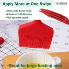 Large Silicone Sauce Brush for Basting, Heat Resistant, W/3.5" L/8.5", One-Piece Design Kitchen Utensil for Baking, Grilling, Spreading Butter, BBQ Sauce, Marinade, Dishwasher Safe, 1 Pcs, Red
