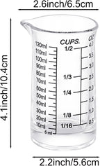 Ackers 4oz Glass Measuring Cup – Shot Glass with Ounce,Ml,Cups Markings for Kitchen & Bar(Pack of 2)