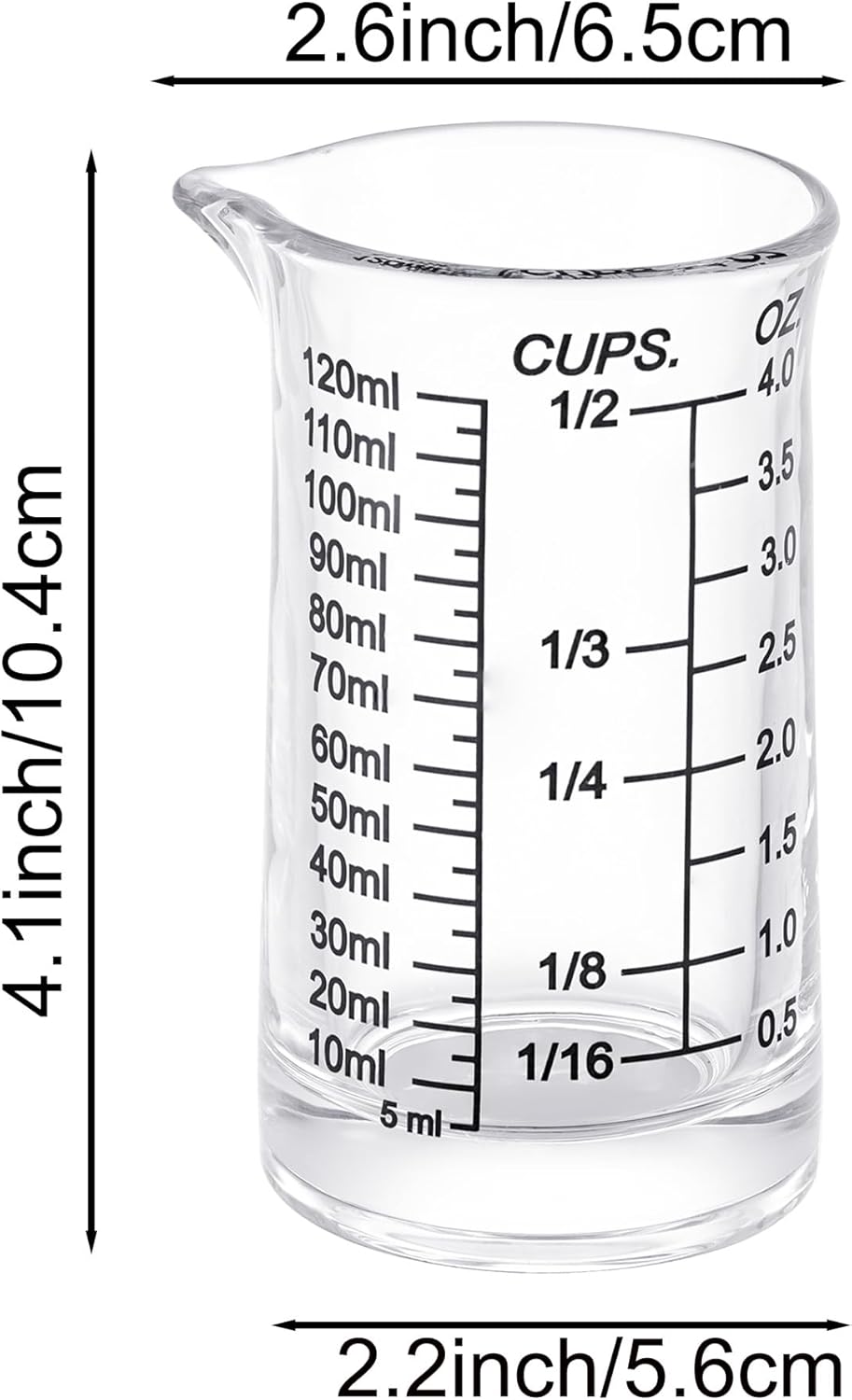 Ackers 4oz Glass Measuring Cup – Shot Glass with Ounce,Ml,Cups Markings for Kitchen & Bar(Pack of 2)
