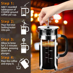 French Press Coffee Maker 304 Stainless Steel Coffee Press,with 4 Filters System, Heat Resistant Thickness Borosilicate French Press Glass, BPA-Free Brewed Tea Pot Coffee Plunger(Copper 12oz)
