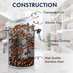 ENLOY 4-Piece Stainless Steel Airtight Food Storage Canister Set with Clear Lid, Containers Sets for Kitchen Counter for Sugar, Flour, Tea, Candy, Cookie, Spice, 28/32/38/65 oz