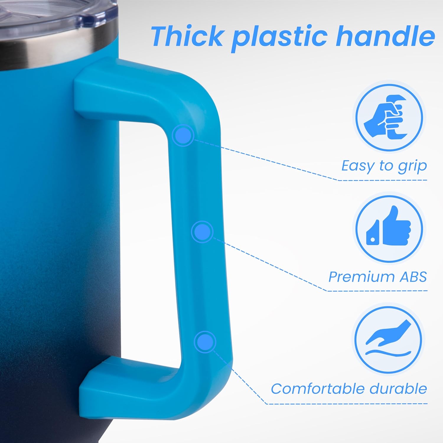 DOMICARE 40 oz Tumbler with Handle and Straw, Stainless Steel Tumbler with Lid and Straw, Reusable Vacuum Insulated Cup, Travel Coffee Mug, Blue Gradient, 1Pack
