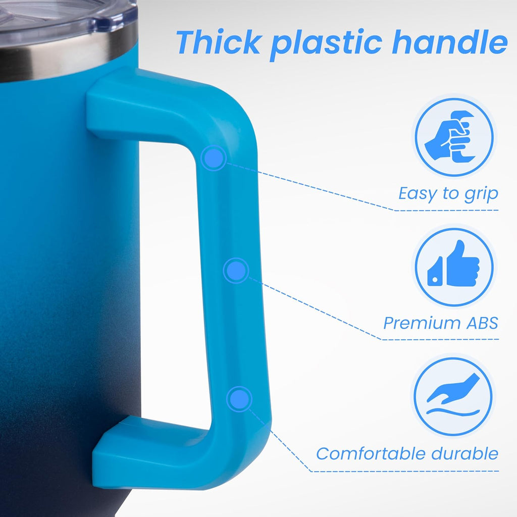 DOMICARE 40 oz Tumbler with Handle and Straw, Stainless Steel Tumbler with Lid and Straw, Reusable Vacuum Insulated Cup, Travel Coffee Mug, Blue Gradient, 4Pack