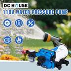 DC HOUSE 110V Camper Water Diaphragm Pump with Power Plug 42-Series 5.5GPM 70PSI High Pressure On Demand Self Priming Water Booster Pump for Kitchen Bathroom RV Garden Hose Rain Barrel Sprinkler