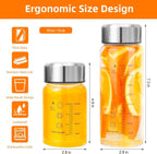 Glass Juice Bottles 10 oz - Wide Mouth Glass Water Bottles with Lids and Sleeve- for Juicing, Smoothies, Milk, Protein, Reusable, Stainless Steel Lids, Leak Proof, Shaker bottle (10oz/300ml)