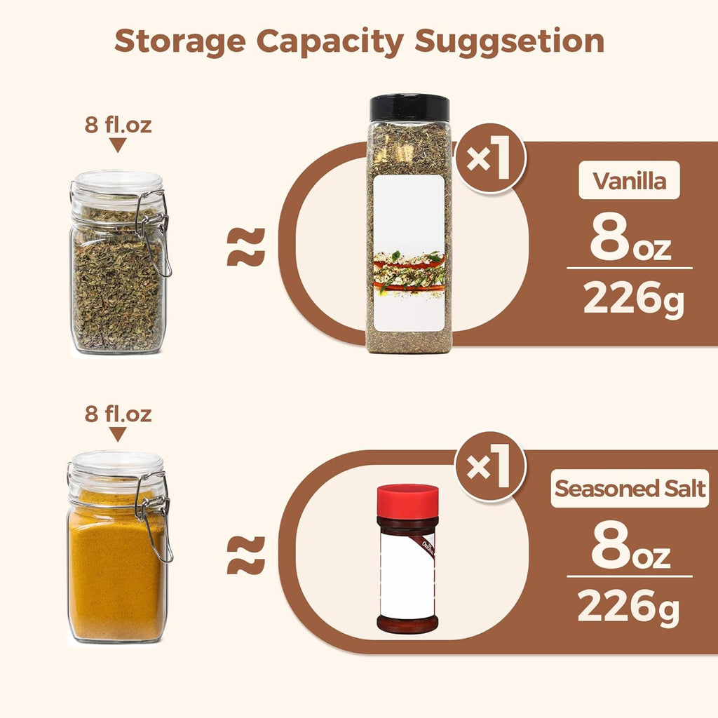 ComSaf Small Glass Jars with Airtight Lid Set of 12, Spice Jars 8 oz, Mason Jars 8 oz, Small Canning Jar, 8oz Jars with Lids for Kitchen, Jam, Jelly, Honey, Dessert, Salad, Shower Wedding Favors