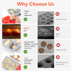 Li&Zhao Silicone Muffin Pans for Baking - 2 PCS Thick Silicone Cupcake Pan Egg Bite Molds Muffin Cups Mini Cupcake Pans for Making Muffin Cakes,Tart,Festival