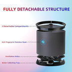 Silverware Organizer Kitchen Utensil Holder 360°Rotating For Counter Organizer Stainless Steel Storage Silverware Caddy 3 Compartment Flatware Spoon Spatula Tool Cutlery Container(Grey)