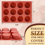 HKNMTT Round Silicone Molds 2 PCS, 12-Cavity 2.1" Cylinder Chocolate Covered Cookie Mold, Food Grade Non-Stick Baking Moulds Compatible Oreos Candy Handmade Soap Pudding Jello Mini Cake Jelly Brownie
