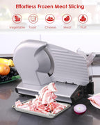 TOOGOOD 8.7" Meat Slicer, Electric Meat Slicer Machine with Removable Stainless Steel Blade, Deli Food Slicer for Home Use, Slicing Frozen Meat,Hard Cheese, Ham and Deli, Silver