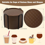 Coasters,Drink Coasters Set of 8 with Holder (Coffee, 12pcs)