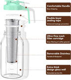 Cold Brew Coffee Maker Jar - 2 Pack 64 oz Glass Cold Brew Maker with Handle, Stainless Steel Filter & Leak-Proof Lid, Heavy Duty Cold Brew Pitcher for Iced Coffee, Sun Tea, and Milk