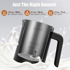 Milk Frother, 4-in-1 Milk Frother and Steamer, 13.5oz/400ml Automatic Hot and Cold Foam Maker and Milk Warmer, Electric Frother for Coffee, Latte, Cappuccino, Macchiato, Matcha(Black)