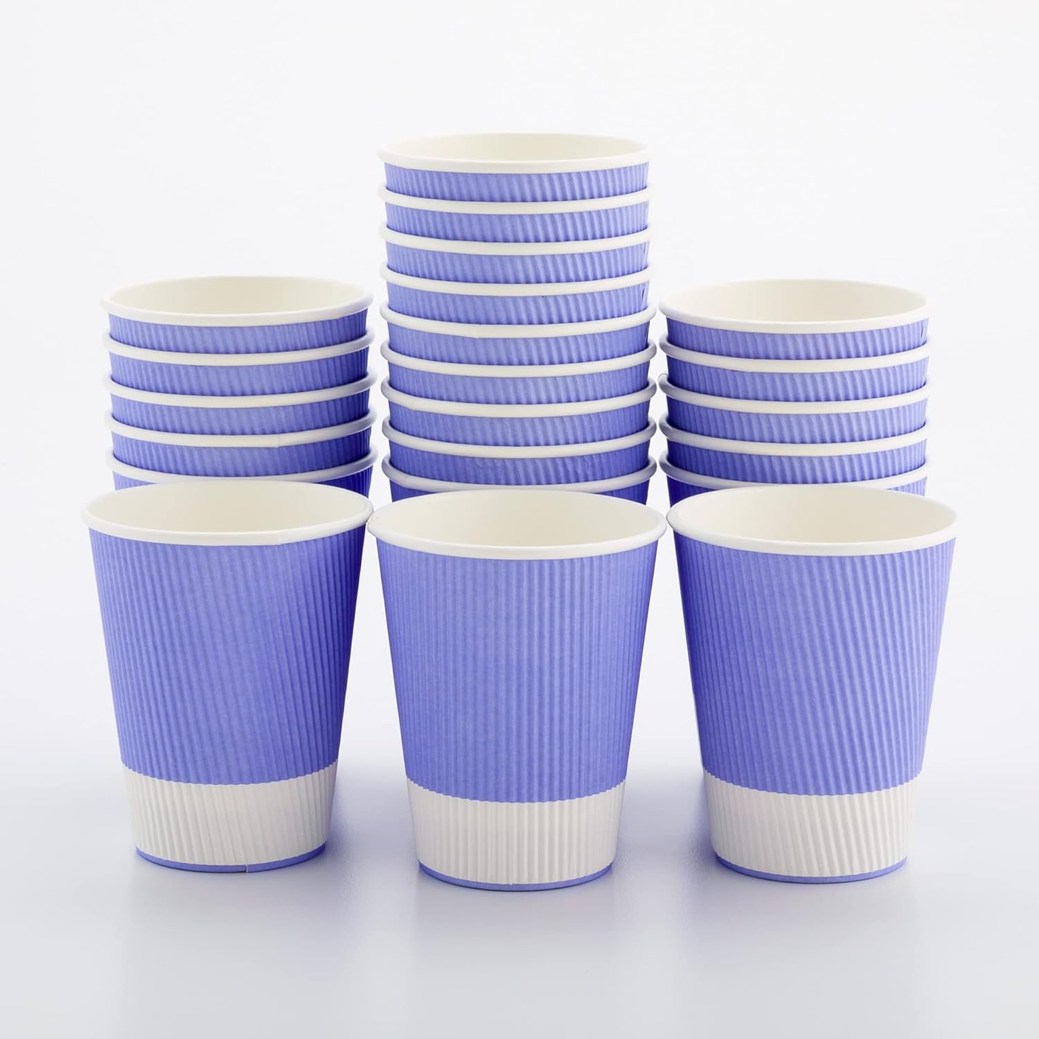 Restaurantware-12 Ounce Disposable Coffee Cups, 500 Ripple Wall Hot Cups For Coffee - Lids Sold Separately, Rolled Rim, Light Purple Paper Insulated Coffee Cups, For Hot Coffee, Tea, And More