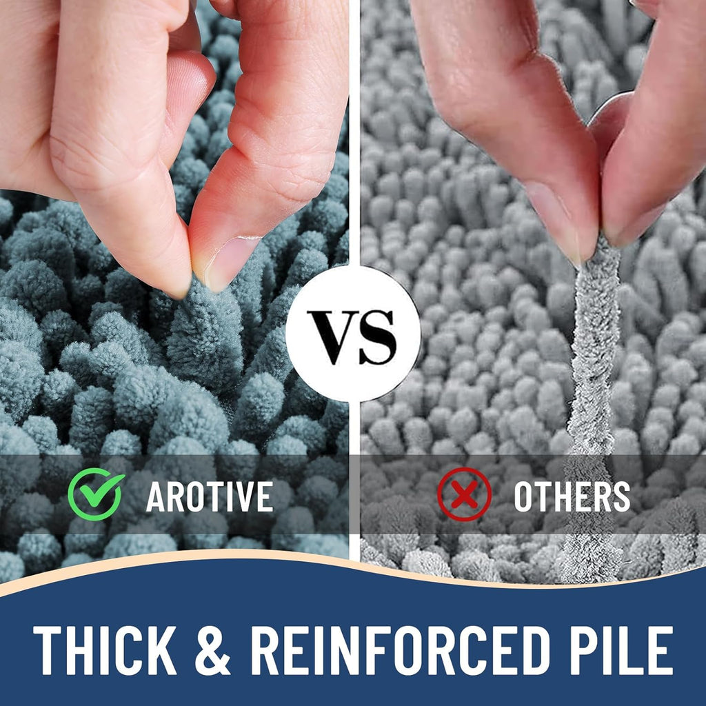 Arotive Luxury Chenille Bathroom Rug Mat, Extra Soft Thick Absorbent Shaggy Bath Rugs, Non-Slip Machine Wash Dry, Plush Bath Mats for Bathroom, Shower and Tub, 47x24, Smoky Gray