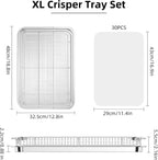 Air Fryer Basket for Oven, OPENICE 18.6" x 12.8" Air Fryer Basket and Tray Set, Extra Large Stainless Steel Air Fryer Pan Crisper Tray for Crisping Fried, Chicken, Bacon