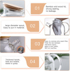 Glass Teapot 50.7oz/1500ml, Stovetop & Microwave Safe Borosilicate Tea Pot,Clear Teapot with Strainer, Glass Tea Kettle with Wooden Lid for Loose Leaf、Fruit Tea and Fragrant Tea