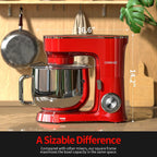 COOKLEE Stand Mixer, 9.5 Qt. 660W 10-Speed Electric Kitchen Mixer with Dishwasher-Safe Dough Hooks, Flat Beaters, Wire Whip & Pouring Shield Attachments for Most Home Cooks, Ruby Red