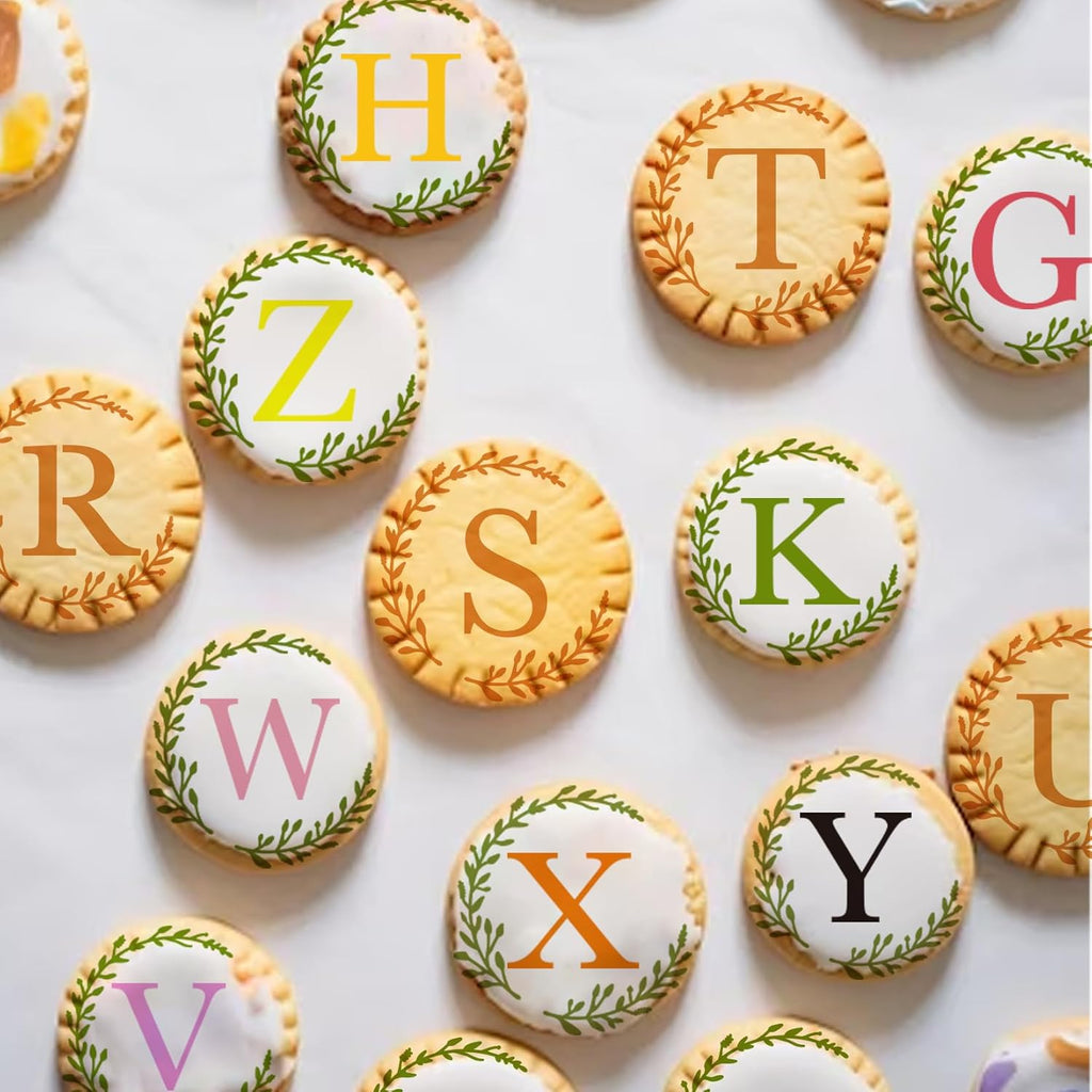 Small Letter Stencil for Cakes Cookie Decorating Stencils Reusable Alphabet Stencil on Baking Coffee Decorating Card Making (27 Letter Cookie)