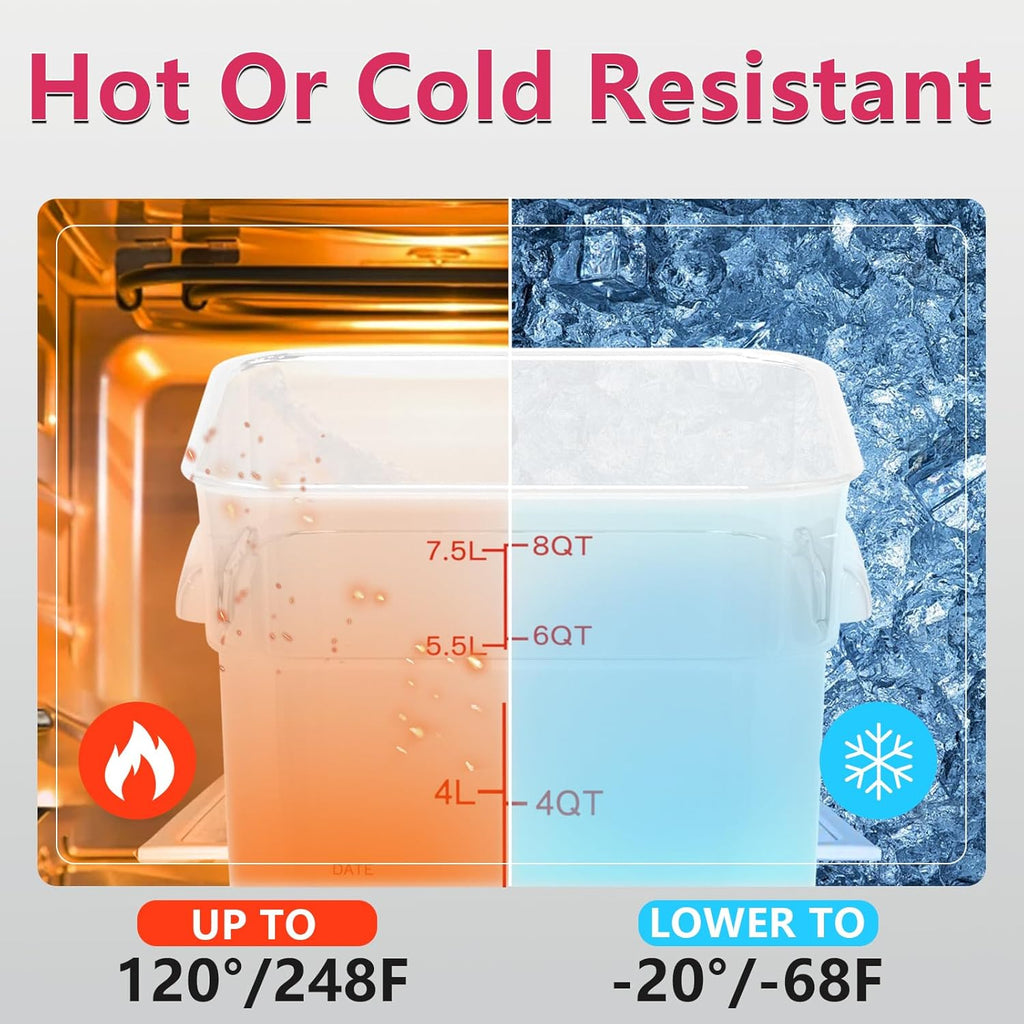 4 Pack 8 Quart Square Clear Food Storage Containers with Lids Cereal Containers Storage Airtight Food Storage Containers for Restaurant Kitchen Home