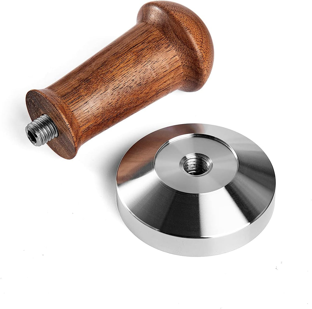MOJAE 51mm Espresso Tamper, Coffee Tamper, Espresso Press Tool with 304 Stainless Steel Flat Base and Wooden Handle for Barista Espresso Machines, Fits for 51mm Portafilter