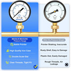 MEANLIN MEASURE 0-100Psi Well Pump Pressure Gauge 2" FACE DIAL 1/4" NPT for Well Pump Water Tire Water Pressure Tester Lower Mount, with Teflon Tape