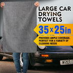 HOMEXCEL Car Drying Towels, 2 Pack Professional Microfiber Towels for Cars, Scratch-Free, Highly Absorbent Drying Towel for Cars, SUVs, RVs, Trucks, and Boats, 35 x 25 inch, Grey