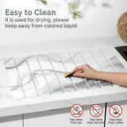 2 PCS Large Stone Dish Drying Mat for Kitchen Counter,Quick Dry Stone Dishes Mats,Marbled Water Absorbing Diatomaceous Earth Drying Pad for Countertop Bottles Utensils Cups（Black White 24"×16"&8"x4"）