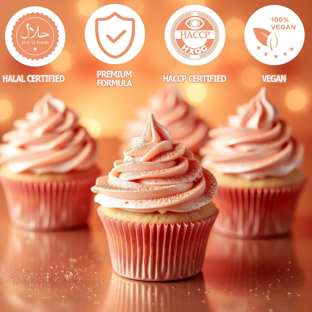 Nomeca Edible Glitter for Drinks Cakes, 8 grams Food Grade Luster Dust Sprinkles Glitter for Cake Decorations, DIY Cocktails, Beverages & Cake Decorating, Dessert Cake Topper (8-Rose Gold)