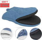 Short Oven Mitts, Heat Resistant Silicone Kitchen Mini Oven Mitts for 500 Degrees, Non-Slip Grip Surfaces and Hanging Loop Gloves, Baking Grilling Barbecue Microwave Machine Washable, 1 Piece