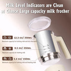 Huogary 5-in-1 Detachable Milk Frother Electric Milk Frother and Steamer Automatic Milk Foamer Frother Hot and Cold Foam Hot Chocolate Maker with Dishwasher Safe (Black)