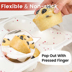 CAKETIME Large Muffin Pan, Metal Reinforced Frame 3.5 Inch Jumbo Silicone Muffin Pan Nonstick 6 Cups for Baking Jumbo Muffin, Frittatas, Cupcakes 2 Pack Love Heart