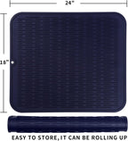 Silicone Dish Drying Mat for Multiple Usage,Easy clean,Eco-friendly,Heat-resistant Silicone Mat for Kitchen Counter or Sink,Refrigerator or Drawer Liner Navy Blue 2XL 24 inches x 18 inches