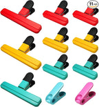 11 Pack Chip Clips Bag Clips Food Bag Clips for Food Packages Chips Storage Bags Heavy Duty Snack Kitchen Potato (3 Large, 6 Small & 2 Round, Bright Style)