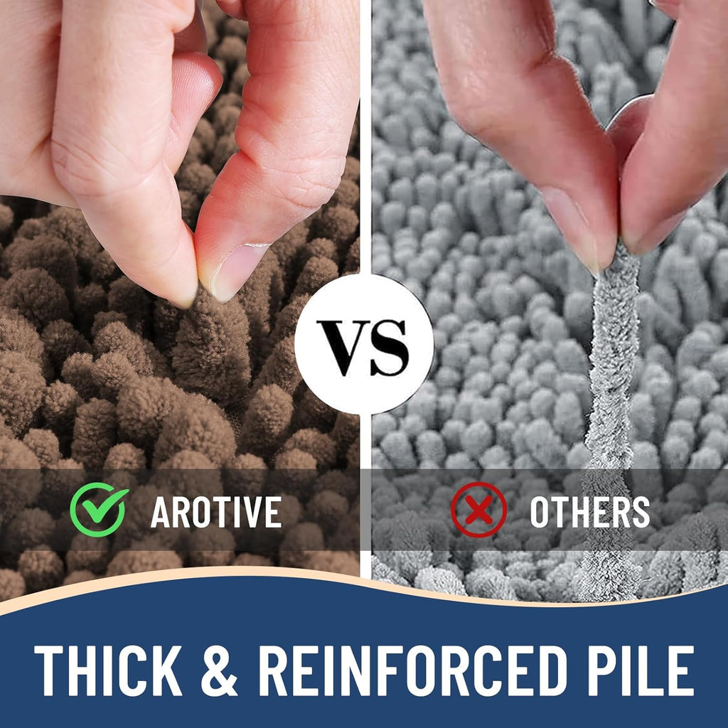 Arotive Luxury Chenille Bathroom Rug Mat, Extra Soft Thick Absorbent Shaggy Bath Rugs, Non-Slip Machine Wash Dry, Plush Bath Mats for Bathroom, Shower and Tub, 36x24, Mocha