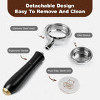 MEION 58mm Bottomless Portafilter&Puck Screen Kit Compatible for Gaggia 58mm, fit Gaggia Carezza, Gaggia Cubika Plus, Gran Gaggia Deluxe（Black）