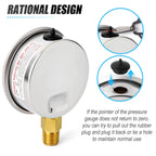 MEANLIN MEASURE 0~40Psi Stainless Steel 1/4" NPT 2.5" FACE DIAL Liquid Filled Pressure Gauge WOG Water Oil Air,Cencter Back Mount, with 1/4" x 1/2" NPT and 1/4" x 3/8" NPT Hex Bushing