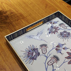 Rectangle Plastic Serving Tray with Handles, Elegant Decorative Tray for Coffee Table, Ottoman, Living Room, Kitchen, Outdoor Use. 12"*16"*1.6" A