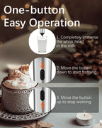 Rechargeable Milk Frother with Stand, Electric Frother Wand Handheld Coffee Foam Maker Detachable Stainless Steel Whisk Drink Mixer Foamer for Latte, Cappuccino, Hot Chocolate, Egg (Silver-1)