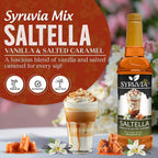 Syruvia SALTELLA Coffee Syrup Vanilla Salted Caramel - 25.4 fl oz - Kosher Coffee Syrups, Gluten Free, No Coloring, Perfect for Drinks, Soda, Shakes, Desserts, and More.