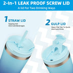 BJPKPK 18oz Insulated Tumbler With lid And Straw Stainless Steel Tumblers Travel Coffee Mug Reusable Thermal Cup,Sky