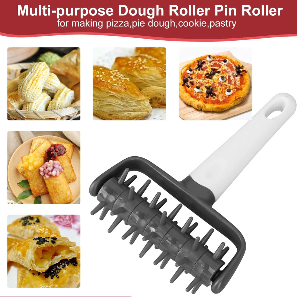 Pizza Dough Docker Roller Plastic Pizza Pin Puncher Dough Hole Maker Docking Tool Pizza Making Accessories for Cookie Pie Pastry Bread(Grey)